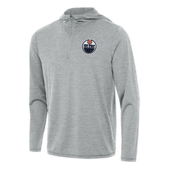 Edmonton Oilers Antigua Tidy Quarter-Zip Hoodie - Heather Gray Hoodies