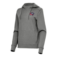 Columbus Blue Jackets Antigua Women's Justice Pullover Hoodie - Heather Black Hoodies