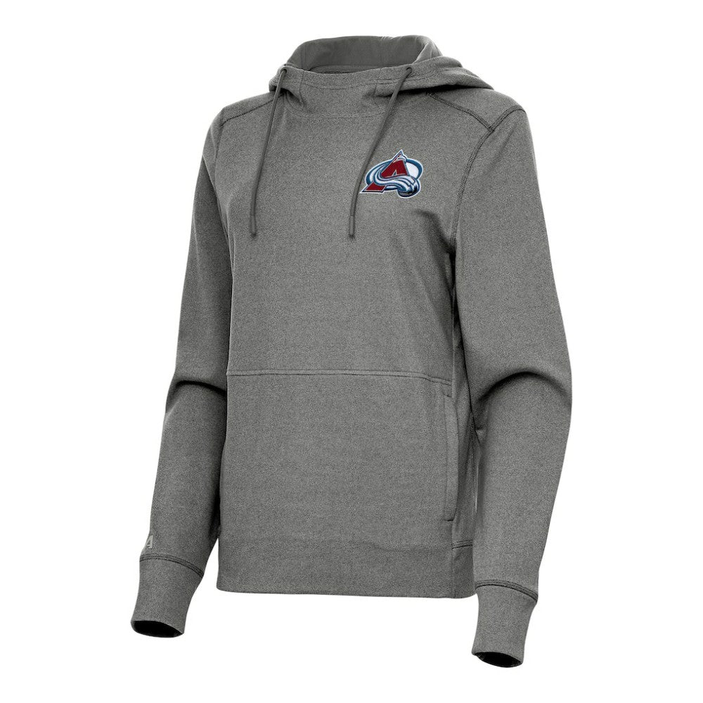 Colorado Avalanche Antigua Women's Justice Pullover Hoodie - Heather Black Hoodies