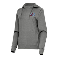 Colorado Avalanche Antigua Women's Justice Pullover Hoodie - Heather Black Hoodies