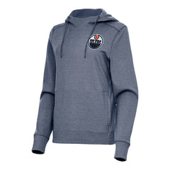 Edmonton Oilers Antigua Women's Justice Pullover Hoodie - Heather Navy Hoodies