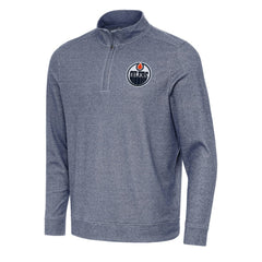 Edmonton Oilers Antigua Subtle Quarter-Zip Sweatshirt - Heather Navy Sweatshirts