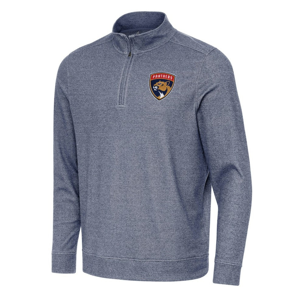 Florida Panthers Antigua Subtle Quarter-Zip Sweatshirt - Heather Navy Sweatshirts