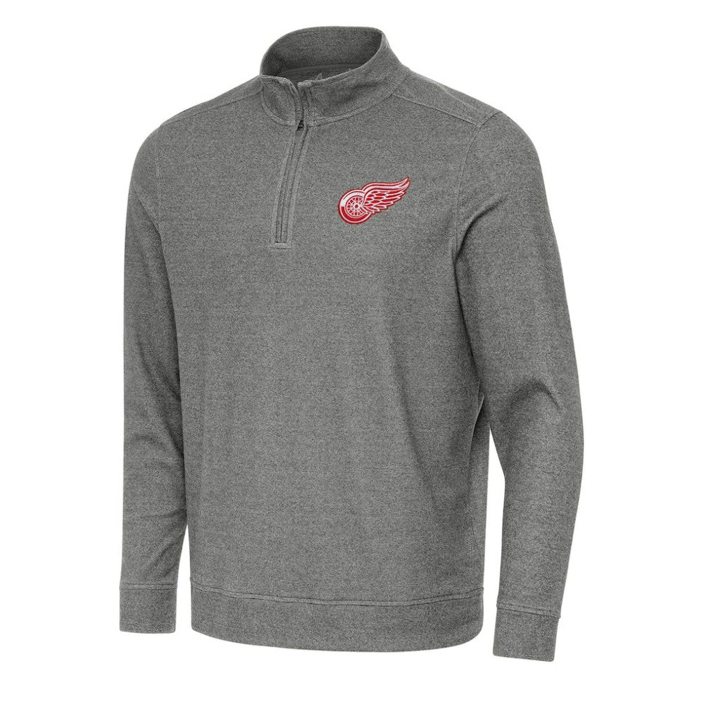 Detroit Red Wings Antigua Subtle Quarter-Zip Sweatshirt - Heather Black Sweatshirts