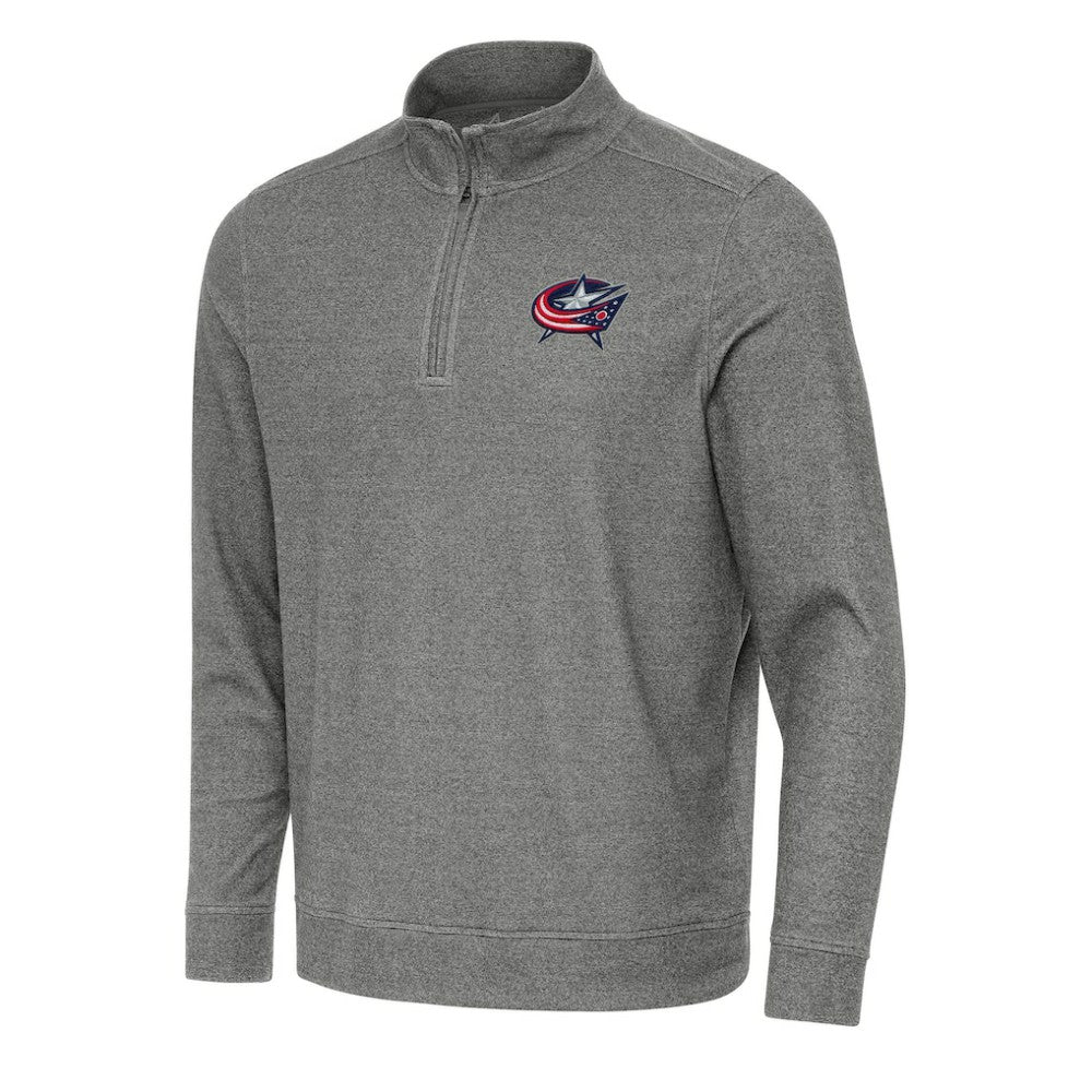 Columbus Blue Jackets Antigua Subtle Quarter-Zip Sweatshirt - Heather Black Sweatshirts