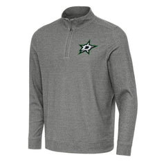 Dallas Stars Antigua Subtle Quarter-Zip Sweatshirt - Heather Black Sweatshirts