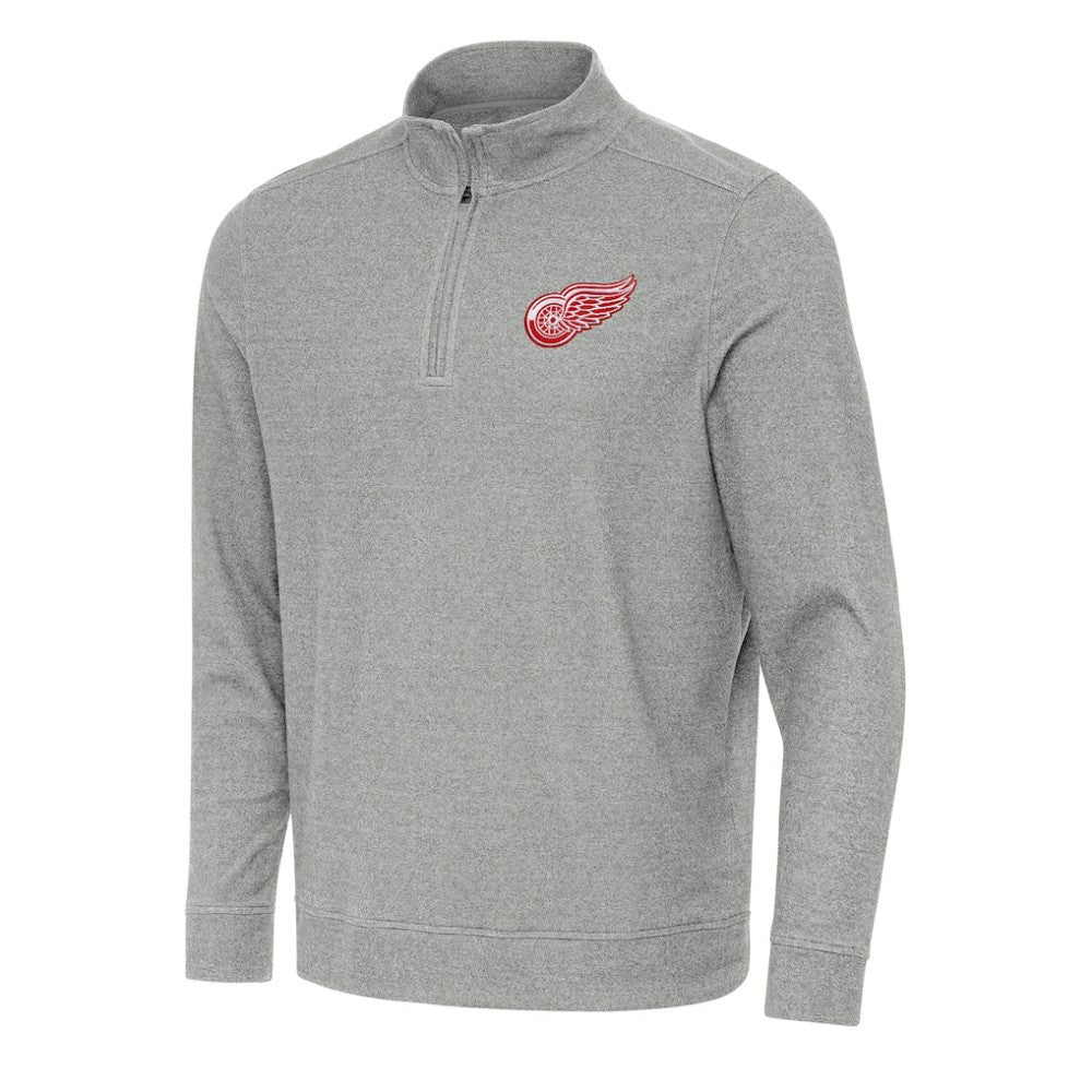 Detroit Red Wings Antigua Subtle Quarter-Zip Sweatshirt - Heather Gray Sweatshirts