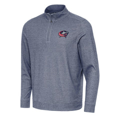Columbus Blue Jackets Antigua Subtle Quarter-Zip Sweatshirt - Heather Navy Sweatshirts
