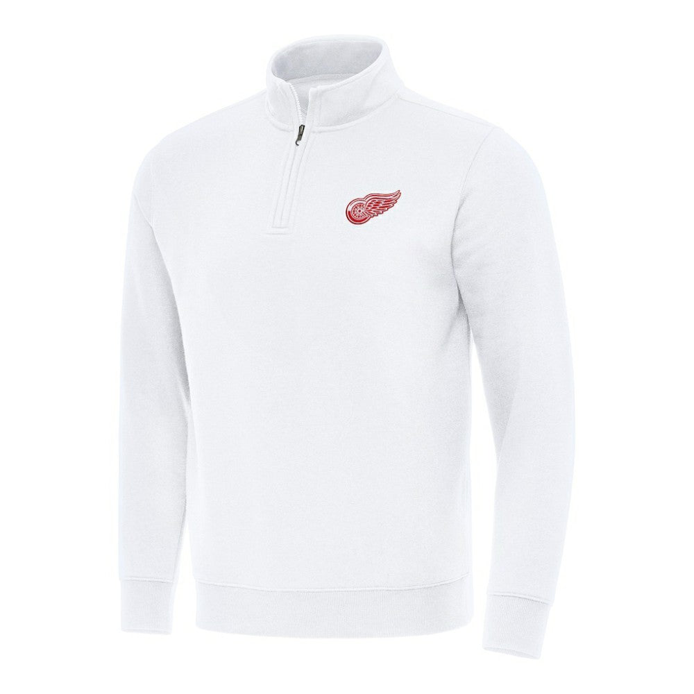Detroit Red Wings Antigua Victory Quarter-Zip Mock Sweatshirt - White Sweatshirts
