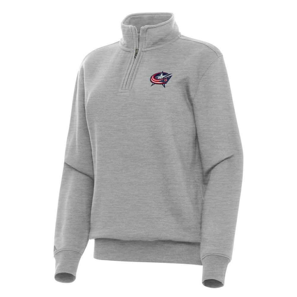 Columbus Blue Jackets Antigua Women's Victory Quarter-Zip Sweatshirt - Heather Gray Sweatshirts