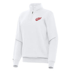 Detroit Red Wings Antigua Women's Victory Quarter-Zip Sweatshirt - White Sweatshirts