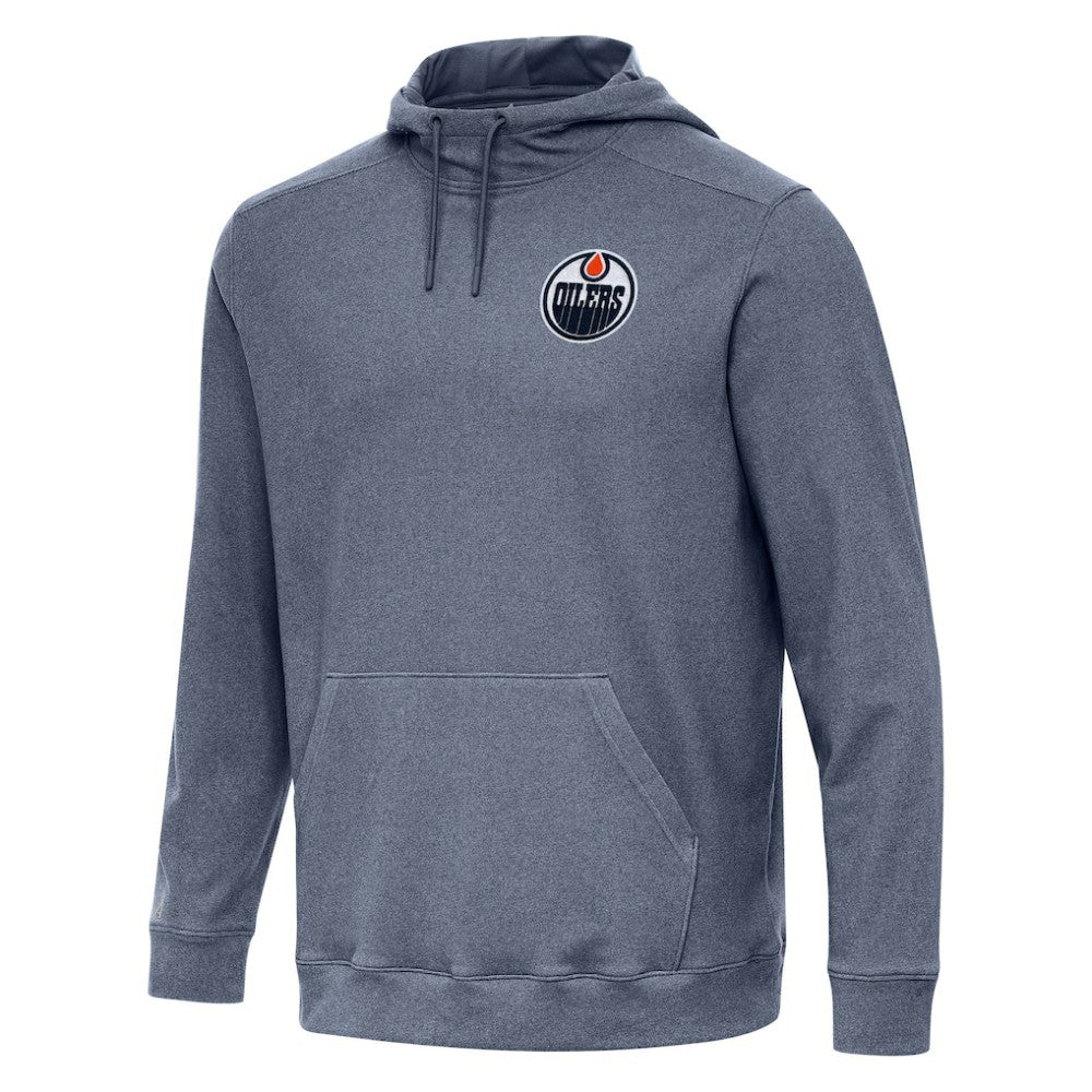 Edmonton Oilers Antigua Cloud Pullover Hoodie - Heather Navy Hoodies