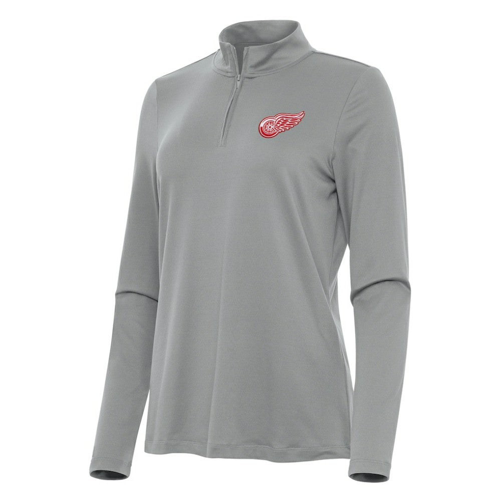 Detroit Red Wings Antigua Women's Reprocess Quarter-Zip Top - Gray Tops