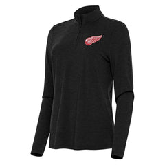 Detroit Red Wings Antigua Women's Bright Quarter-Zip Top - Heather Black Tops