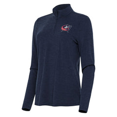Columbus Blue Jackets Antigua Women's Bright Quarter-Zip Top - Heather Navy Jackets