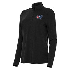 Columbus Blue Jackets Antigua Women's Bright Quarter-Zip Top - Heather Black Jackets