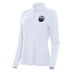 Edmonton Oilers Antigua Women's Intent Quarter-Zip Top - White Tops
