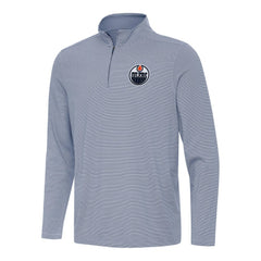 Edmonton Oilers Antigua Twine Quarter-Zip Top - Navy Tops