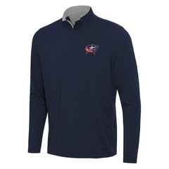Columbus Blue Jackets Antigua Content Quarter-Zip Pullover Top - Navy/Gray Pullover