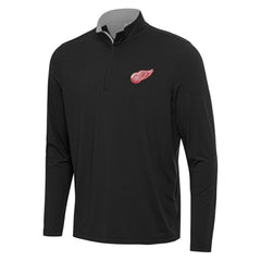 Detroit Red Wings Antigua Content Quarter-Zip Pullover Top - Black/Gray Pullover
