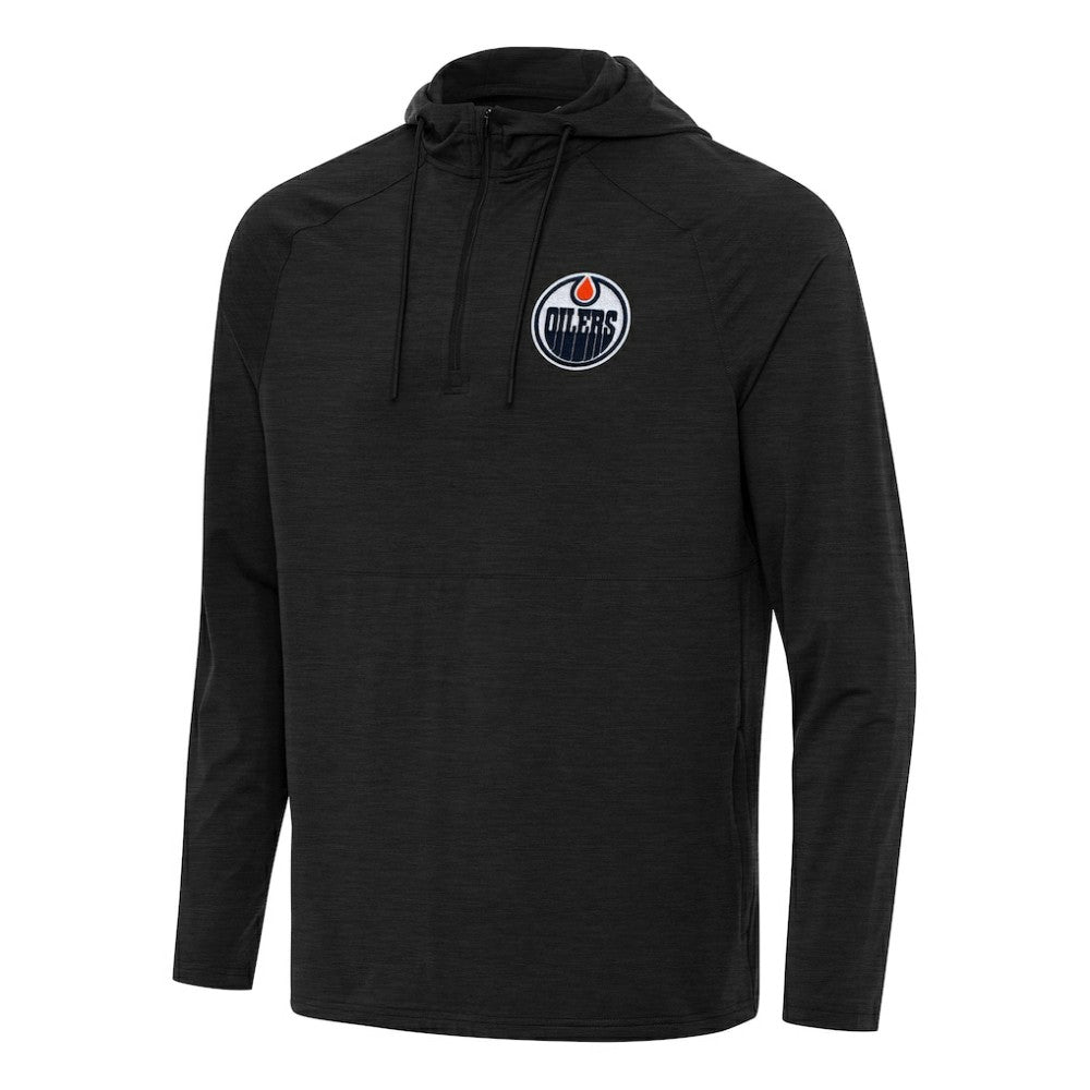 Edmonton Oilers Antigua Spikes Quarter-Zip Hoodie - Heather Black Hoodies