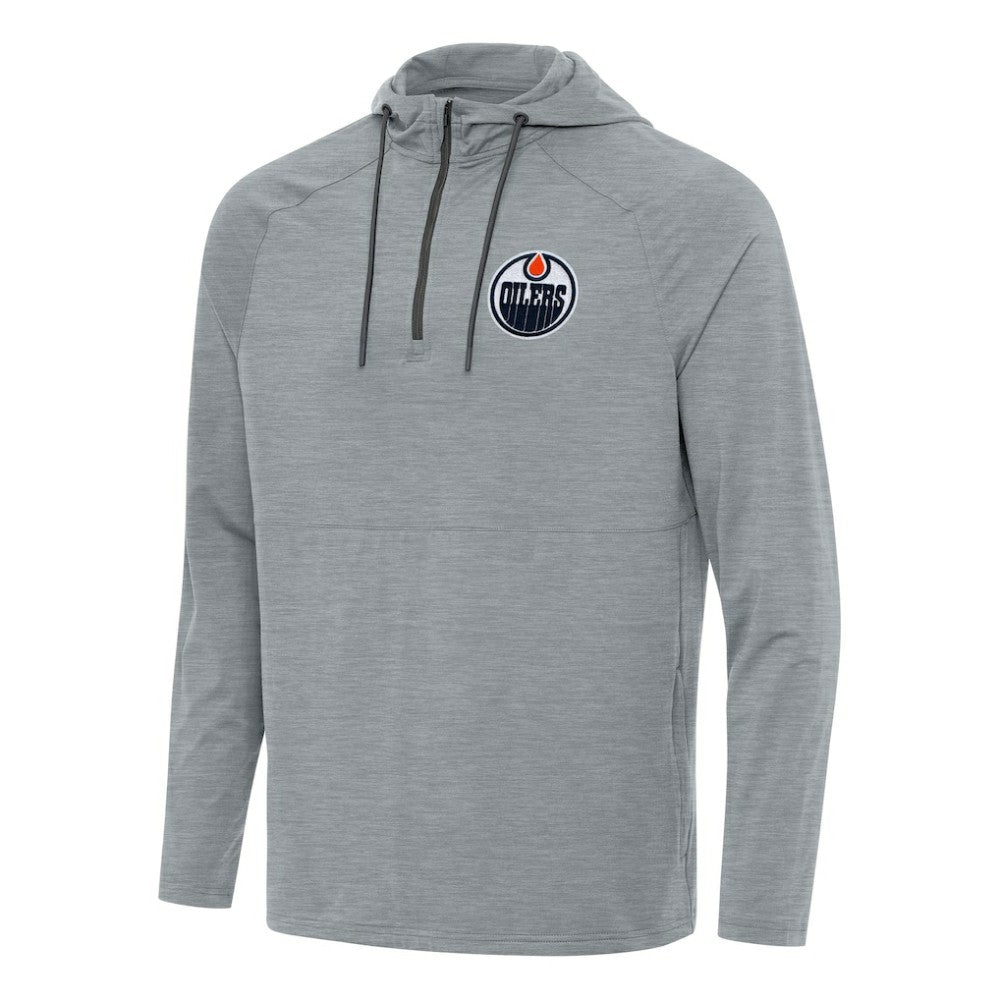 Edmonton Oilers Antigua Spikes Quarter-Zip Hoodie - Heather Gray Hoodies