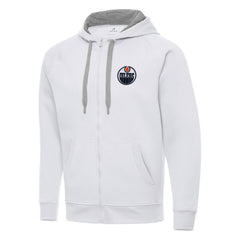 Edmonton Oilers Antigua Big & Tall Victory Full-Zip Hoodie - White Hoodies