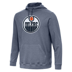 Edmonton Oilers Antigua Cloud Pullover Hoodie - Heather Navy Hoodies