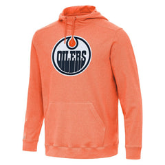 Edmonton Oilers Antigua Cloud Pullover Hoodie - Heather Orange Hoodies