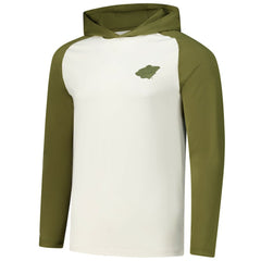 Minnesota Wild Antigua Intrepid Sand Raglan Long Sleeve Hoodie T-Shirt - Cream/Olive T-shirts
