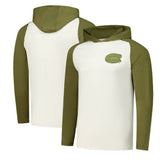 Montreal Canadiens Antigua Intrepid Sand Raglan Long Sleeve Hoodie T-Shirt - Cream/Olive T-shirts