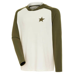 Dallas Stars Antigua Intrepid Sand Raglan Long Sleeve Hoodie T-Shirt - Cream/Olive T-shirts