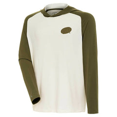 Carolina Hurricanes Antigua Intrepid Sand Raglan Long Sleeve Hoodie T-Shirt - Cream/Olive T-shirts