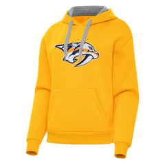 Nashville Predators Antigua Women's Victory Pullover Hoodie - Gold Hoodies