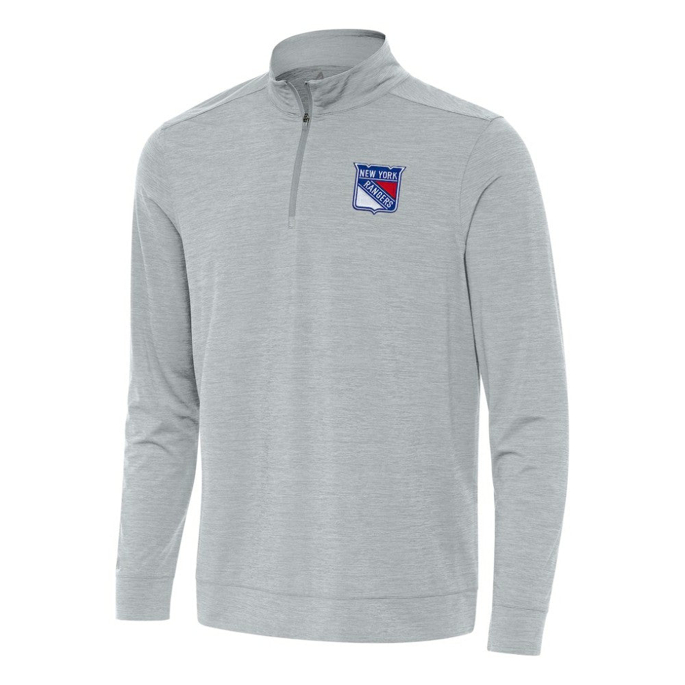 New York Rangers Antigua Bright Quarter-Zip Top - Heather Gray Tops