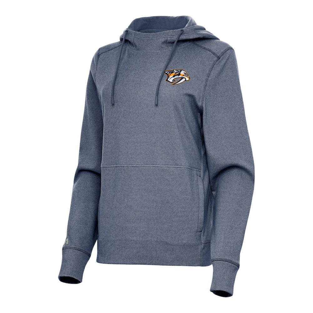 Nashville Predators Antigua Women's Justice Pullover Hoodie - Heather Navy Hoodies