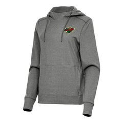 Minnesota Wild Antigua Women's Justice Pullover Hoodie - Heather Black Hoodies