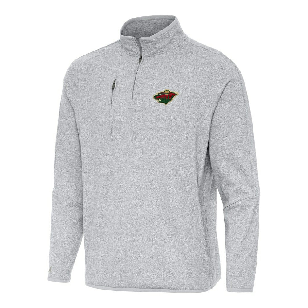 Minnesota Wild Antigua Certain Quarter-Zip Tri-Blend Sweatshirt - Heather Gray Sweatshirts