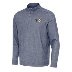 Nashville Predators Antigua Subtle Quarter-Zip Sweatshirt - Heather Navy Sweatshirts