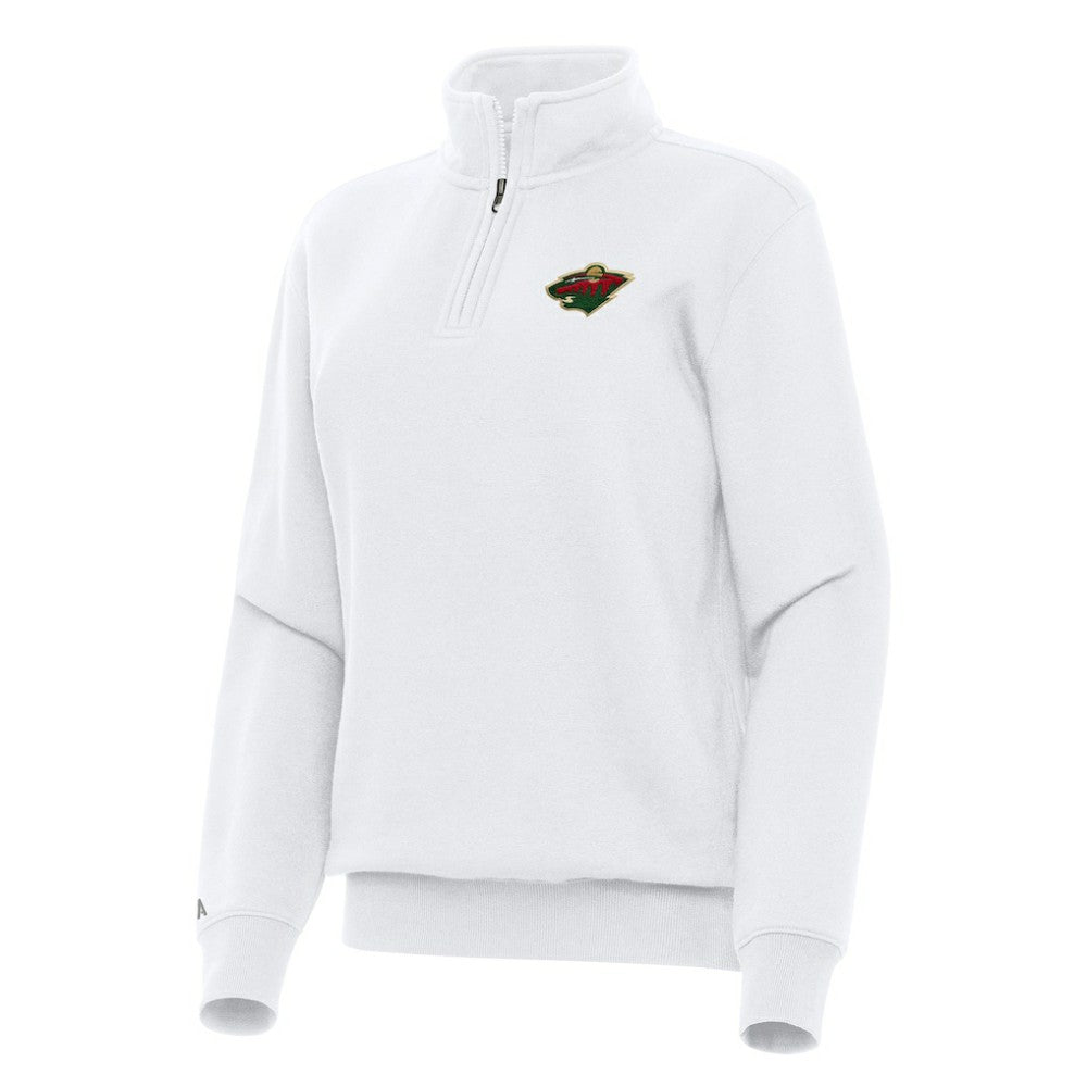 Minnesota Wild Antigua Women's Victory Quarter-Zip Sweatshirt - White Sweatshirts