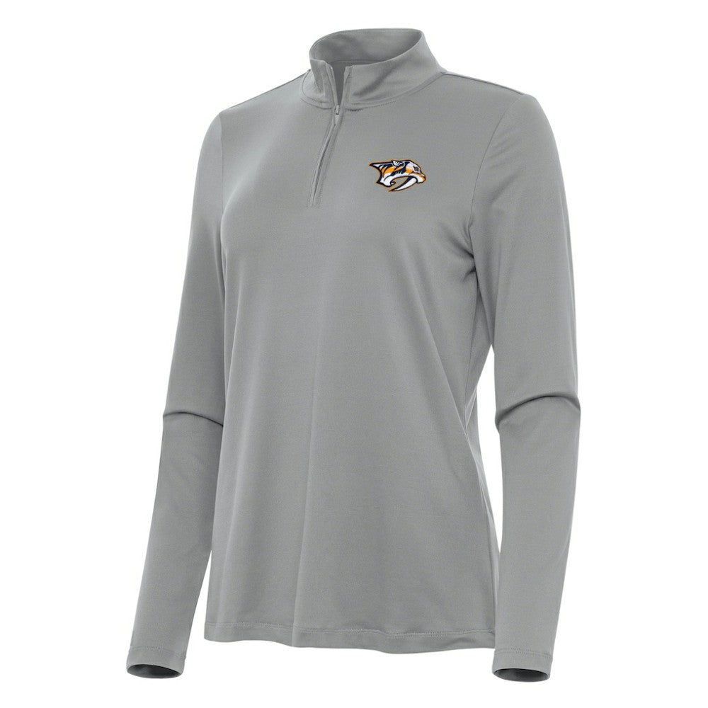 Nashville Predators Antigua Women's Reprocess Quarter-Zip Top - Gray Tops
