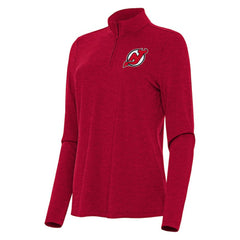 New Jersey Devils Antigua Women's Bright Quarter-Zip Top - Heather Red Jerseys