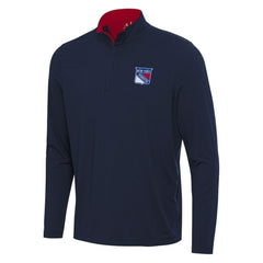 New York Rangers Antigua Content Quarter-Zip Pullover Top - Navy/Red Pullover