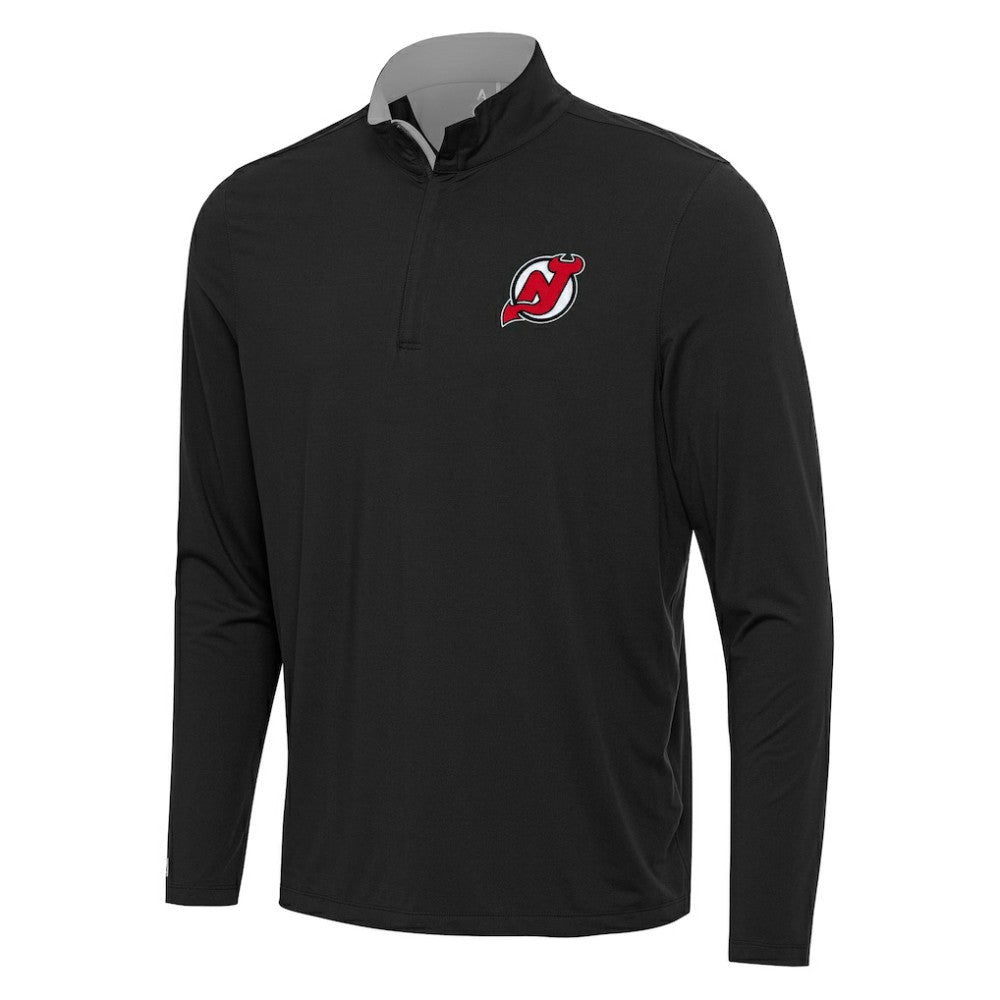 New Jersey Devils Antigua Content Quarter-Zip Pullover Top - Black/Gray Jerseys