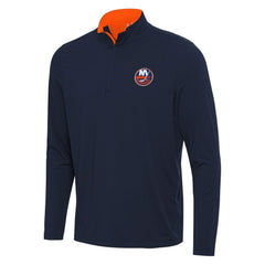 New York Islanders Antigua Content Quarter-Zip Pullover Top - Navy/Orange Pullover