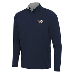 Nashville Predators Antigua Content Quarter-Zip Pullover Top - Navy/Gray Pullover