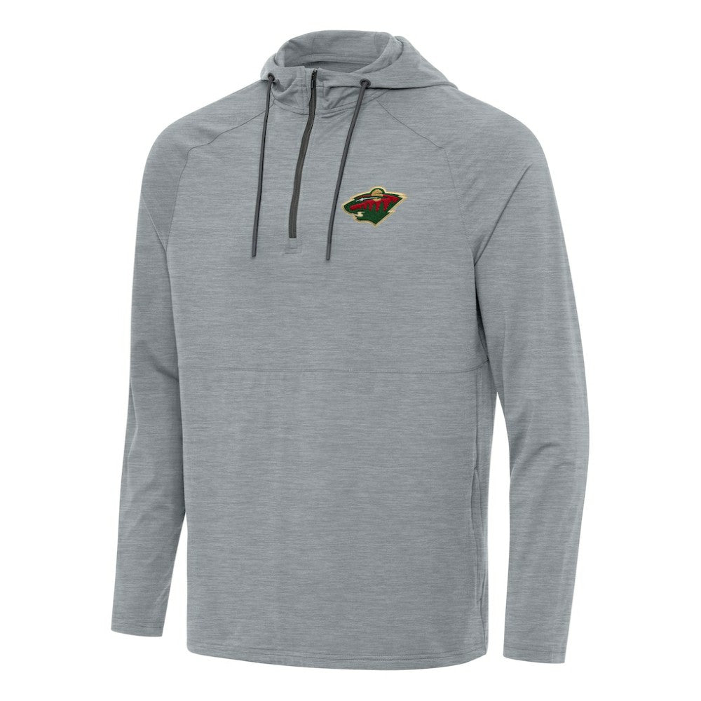 Minnesota Wild Antigua Spikes Quarter-Zip Hoodie - Heather Gray Hoodies