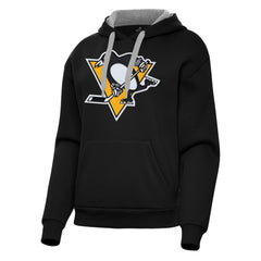 Pittsburgh Penguins Antigua Women's Victory Pullover Hoodie - Black Hoodies