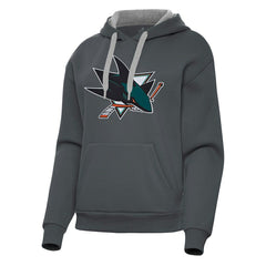 San Jose Sharks Antigua Women's Victory Pullover Hoodie - Charcoal Hoodies