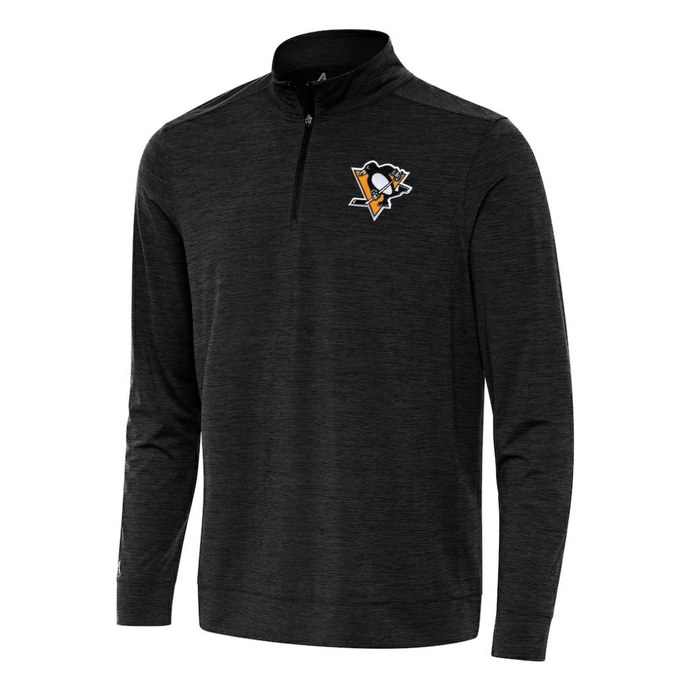 Pittsburgh Penguins Antigua Bright Quarter-Zip Top - Heather Black Tops